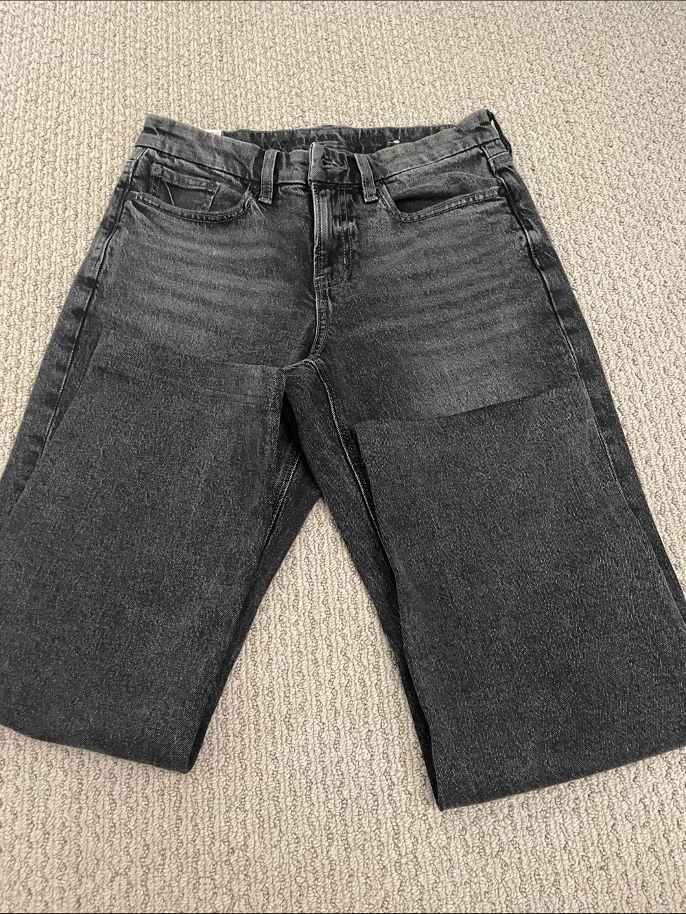 American Eagle Outfitters Men's Washed Black Straight Jeans